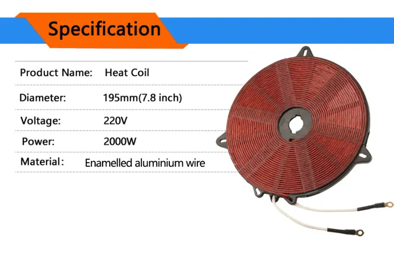 2000W 195mm Induction Heating Coil Enamelled Aluminum Wire Panel for Cooker Hob