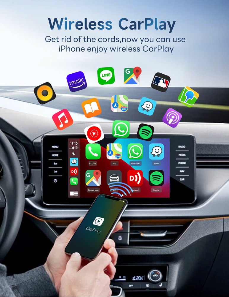 CarlinKit MINI 5.0 Pro 2-in-1 Wireless CarPlay Android Auto Ai Adapter Plug&Play