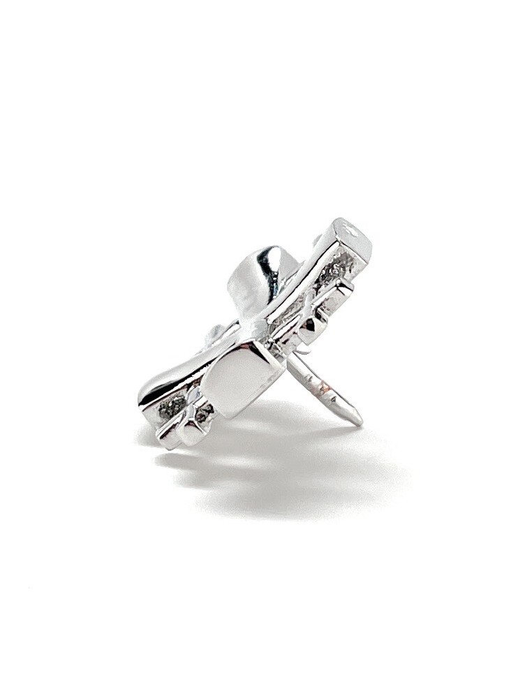 Jerusalem Cross Lapel Pin Crusaders Shield Cut Out Design Silver Five-Fold Pin