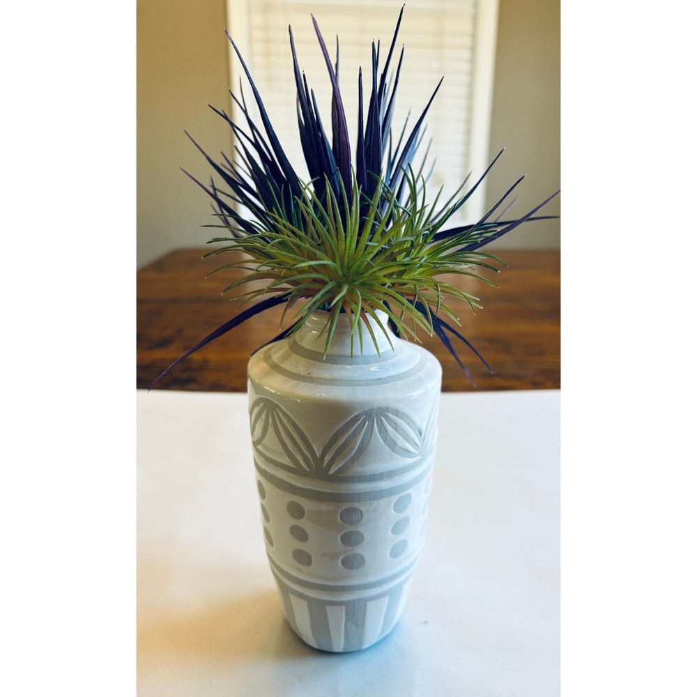 Found & Fable White Two-Tone Ceramic Vase, 7"