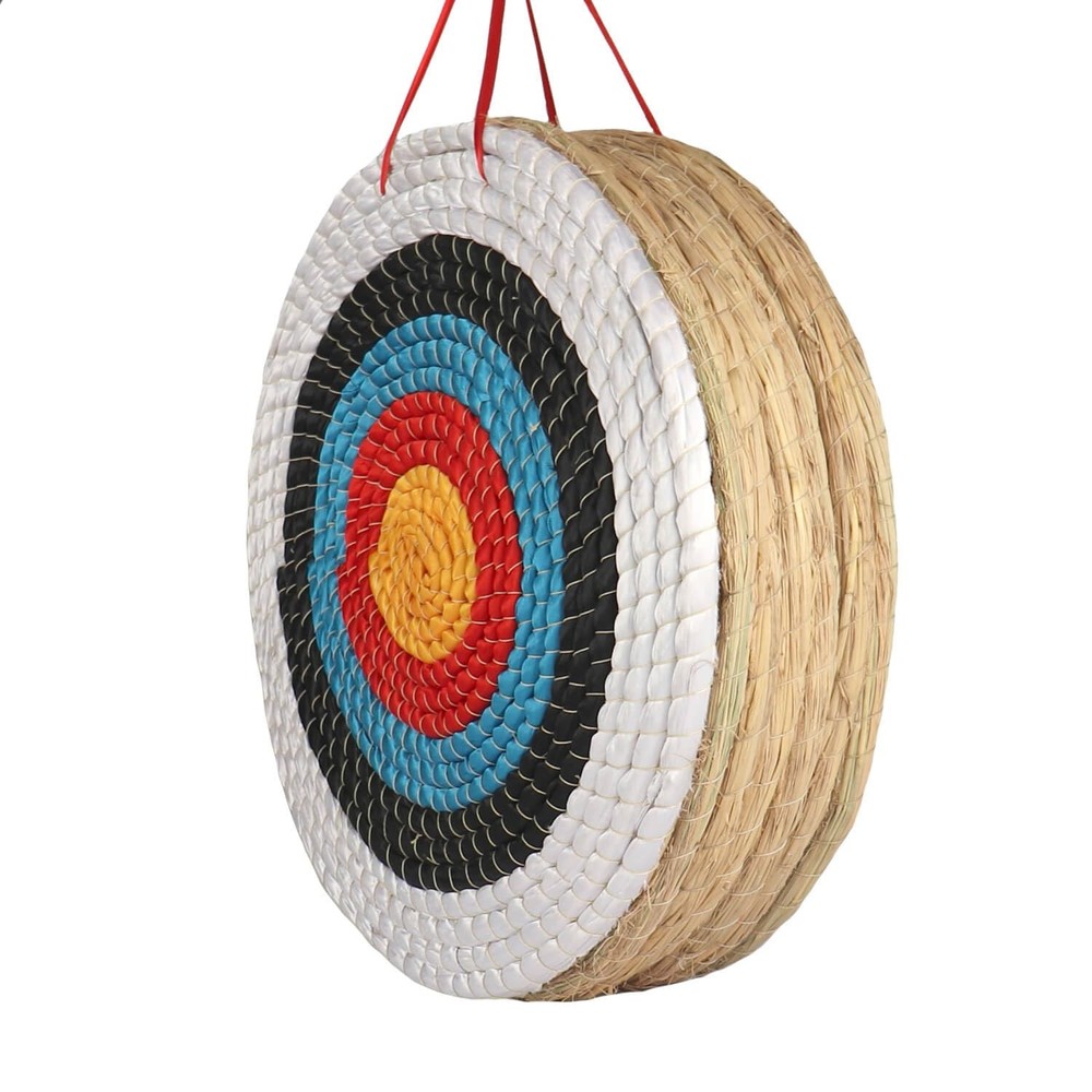 DOSTYLE Traditional Hand-Made Solid Straw Archery Target - Round Coloured Rop...