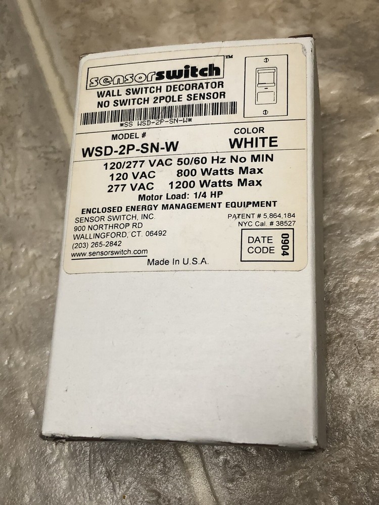 New Sensor Switch WSD 2P SN W Wall Switch Decorator No Switch 2 Pole WSD-2P-SN