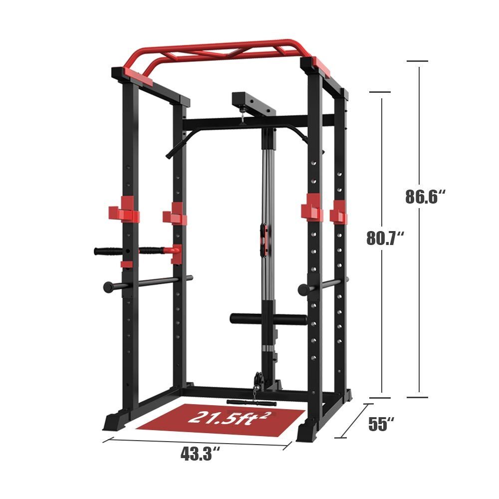 Multi-Functional Power Cage, Adjustable Pull-Up/Squat Rack 1000Lbs Capacity