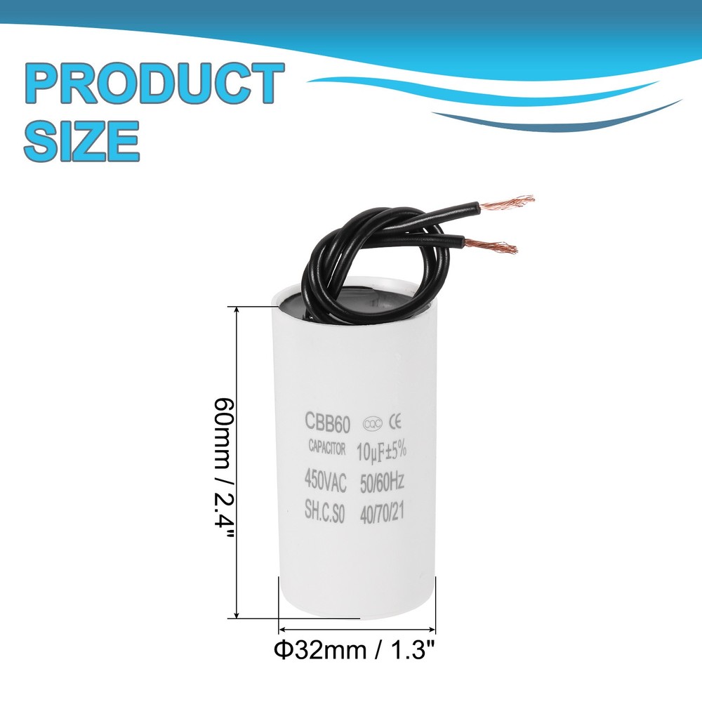 10uF CBB60 Running Capacitor, Run Capacitor,White