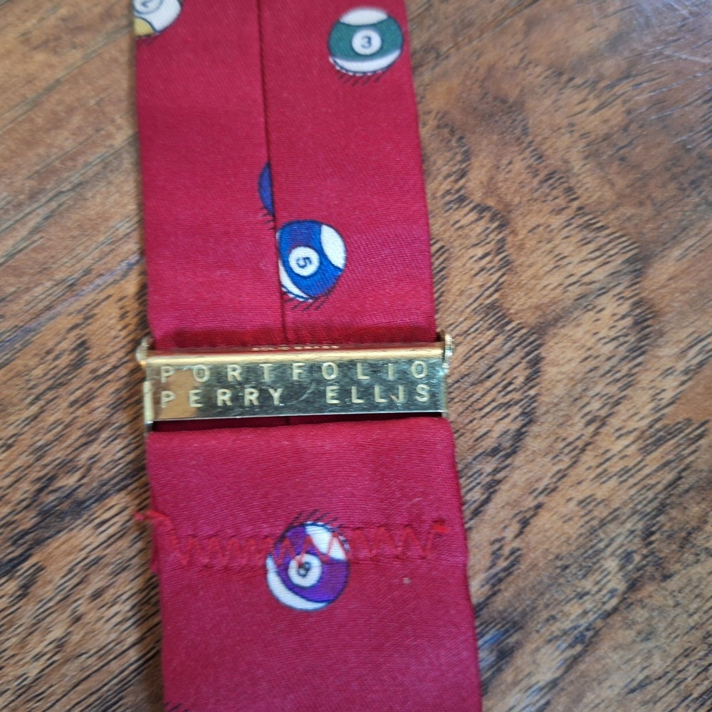 Perry Ellis Portfolio Billiards Hustle Leather Ribbon Adjustable Button