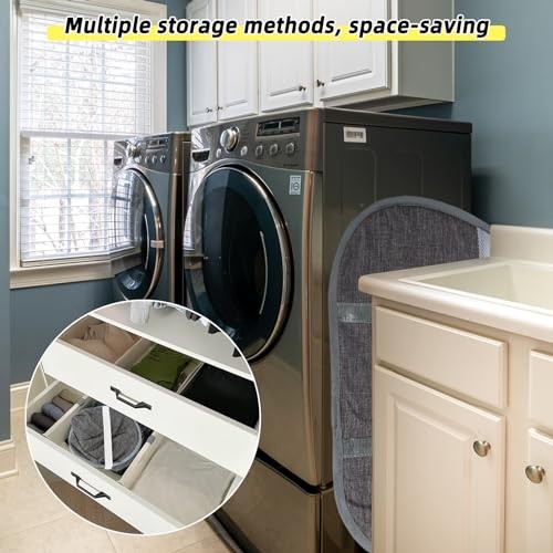 Collapsible Laundry Basket, 90L Foldable Pop-up Square-Tear Proof，2 Pack Blue