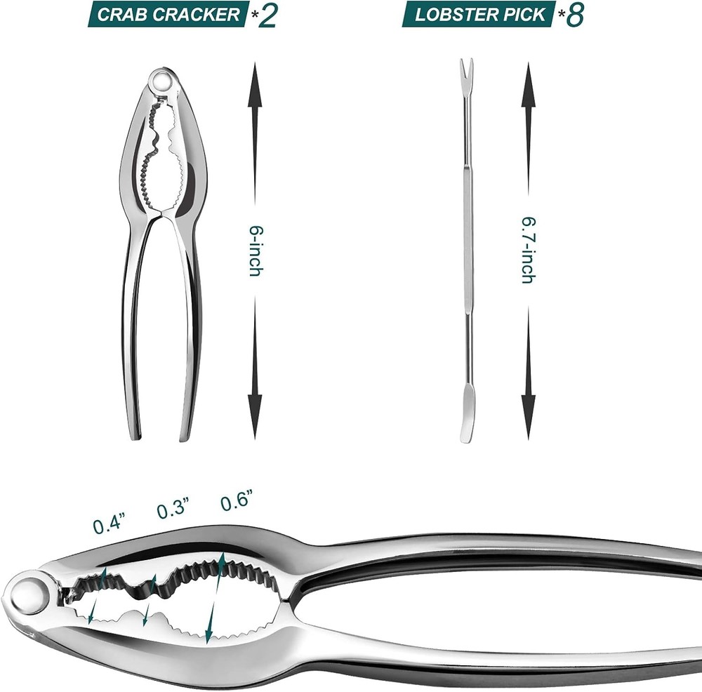 Durable 10-Piece Lobster Cracker & Fork Set - Ergonomic & Dishwasher Safe Tools