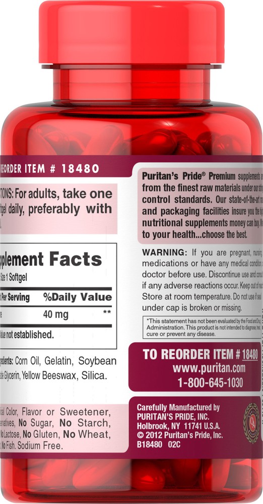 Puritan's Pride Lycopene 40 mg - 60 Softgels