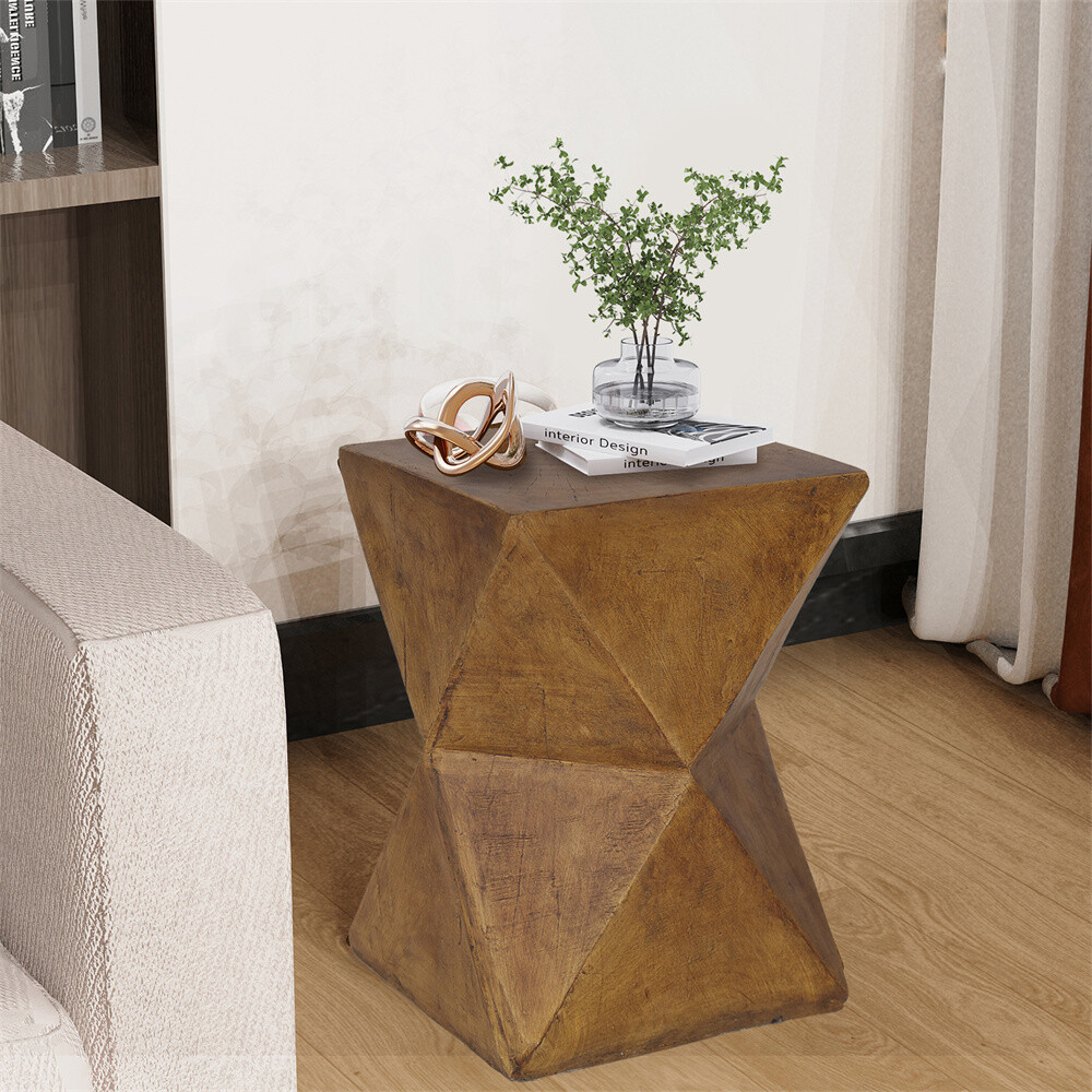 Outdoor Lightweight Concrete Side Table Elegant Geometric Accent Table Handmade