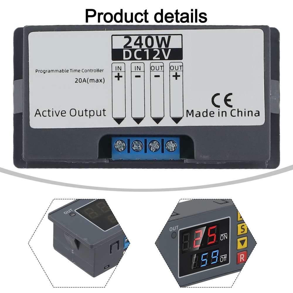 Digital Timer Relay Switch Module 12V DC Time Delay Control LED Display