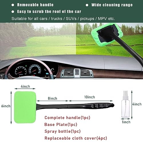 Car Windshield Cleaning Tool, Microfiber Window Cleaner Set with 4 Washable
