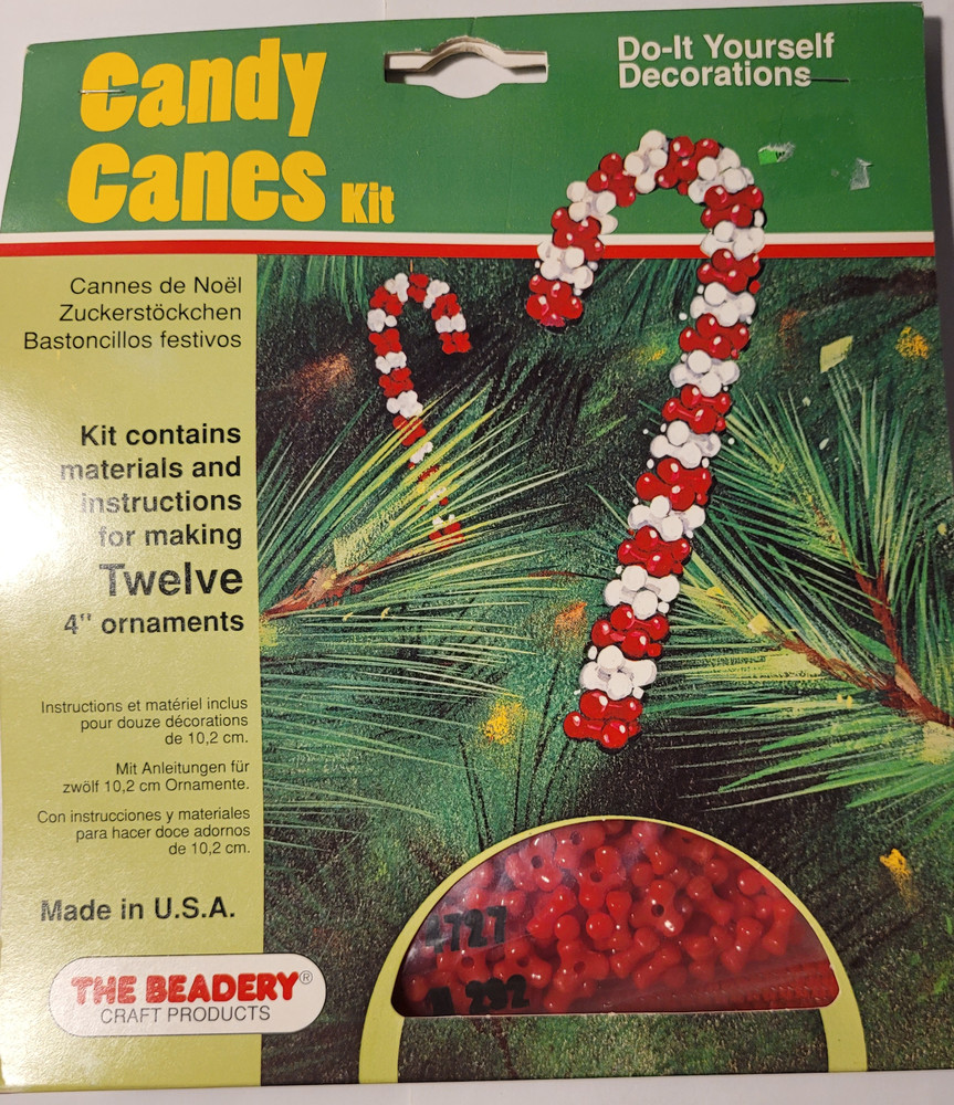 BEADERY Beaded Christmas Ornament Kit Candy Canes