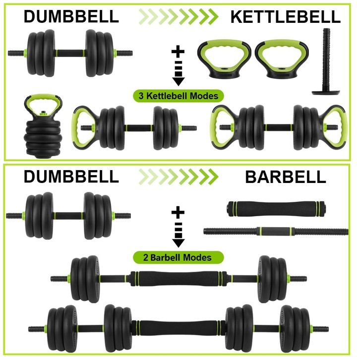 Adjustable Multi-Function Strength Training Dumbbells Set 44Lbs with Connector