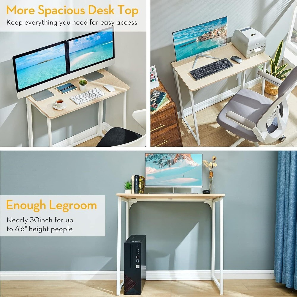 Folding Desk Small Foldable Desks 31.5" Small Spaces Space Saving Computer Table