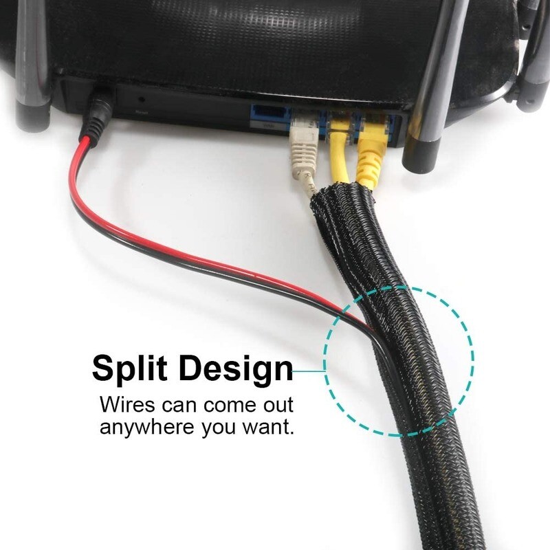 5M Braided Wire Cable Sleeve Nylon Cord Protector Split Pipe Cable Organizer DIY