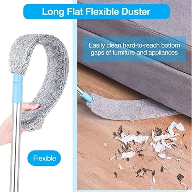 Telescopic Long Handle Dust Brush with Microfiber Head for Blinds Sofa
