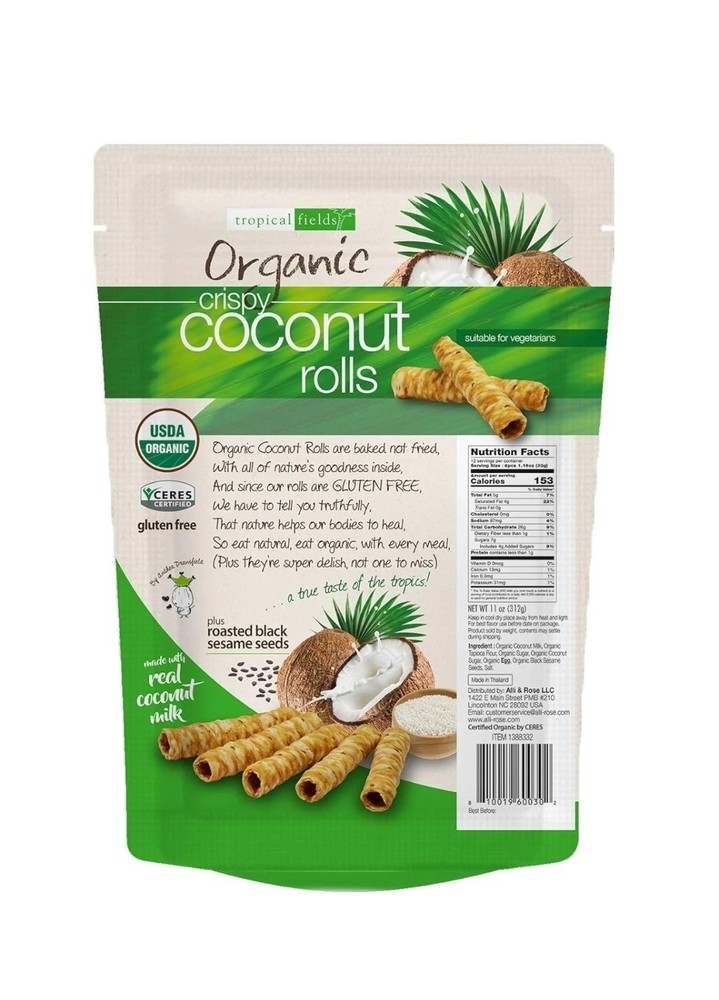 Tropical Fields Organic Crispy Coconut Rolls (11 Ounce)