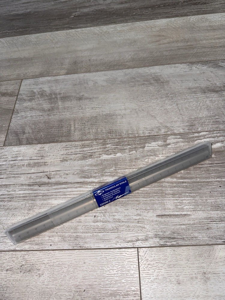 Alvin 2200M-2 Triangular Metric Scale Ruler Aluminum Graduations 12" Case