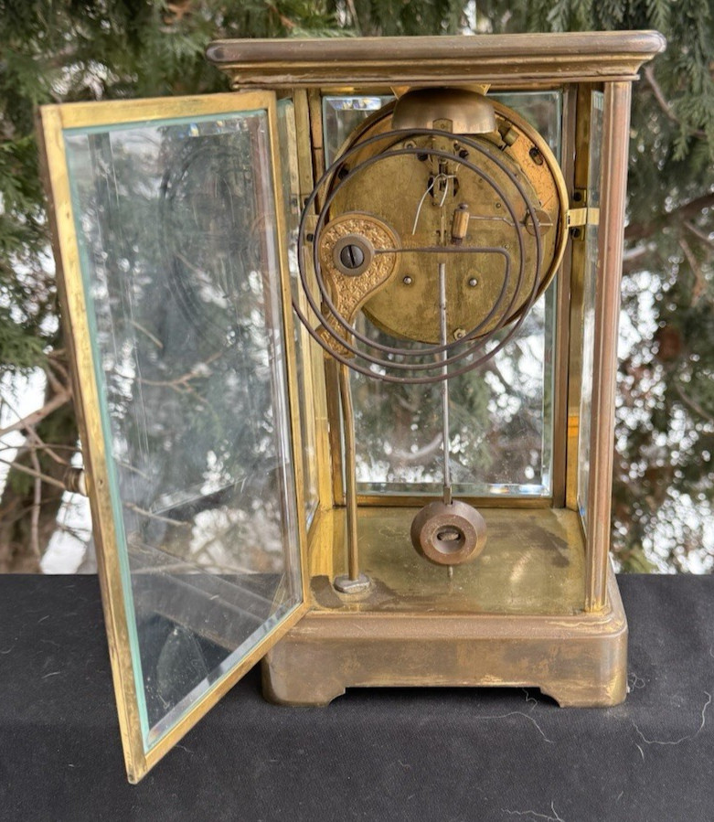 Antique C 1900 Gilbert Crystal Regulator Clock RUNS GOOD - SEE VIDEO - READ