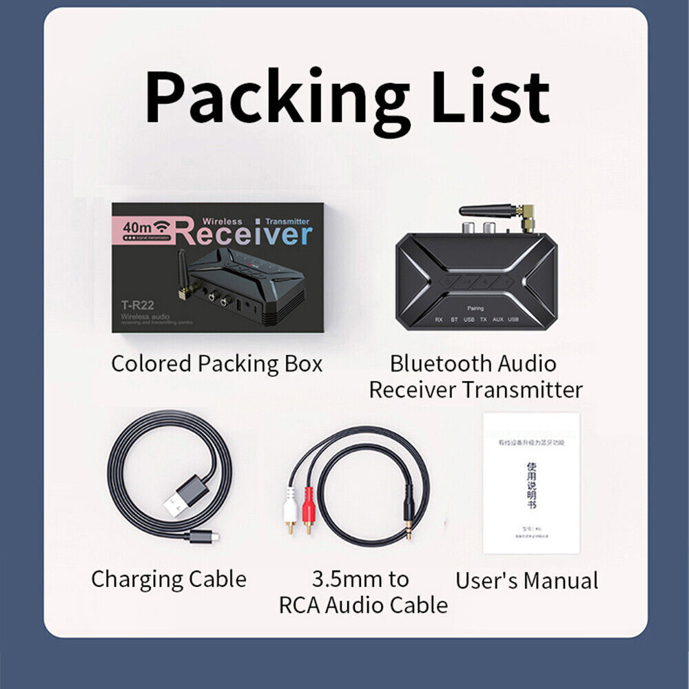 Long Range Bluetooth Transmitter Receiver Wireless for Home Stereo Audio Adapter