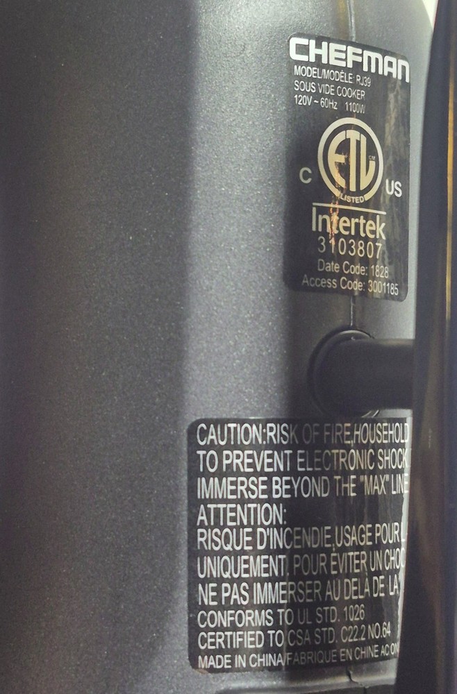 CHEFMAN RJ39 BLACK SOUS VIDE PRECISION COOKER - IMMERSION CIRCULATOR DIGITAL