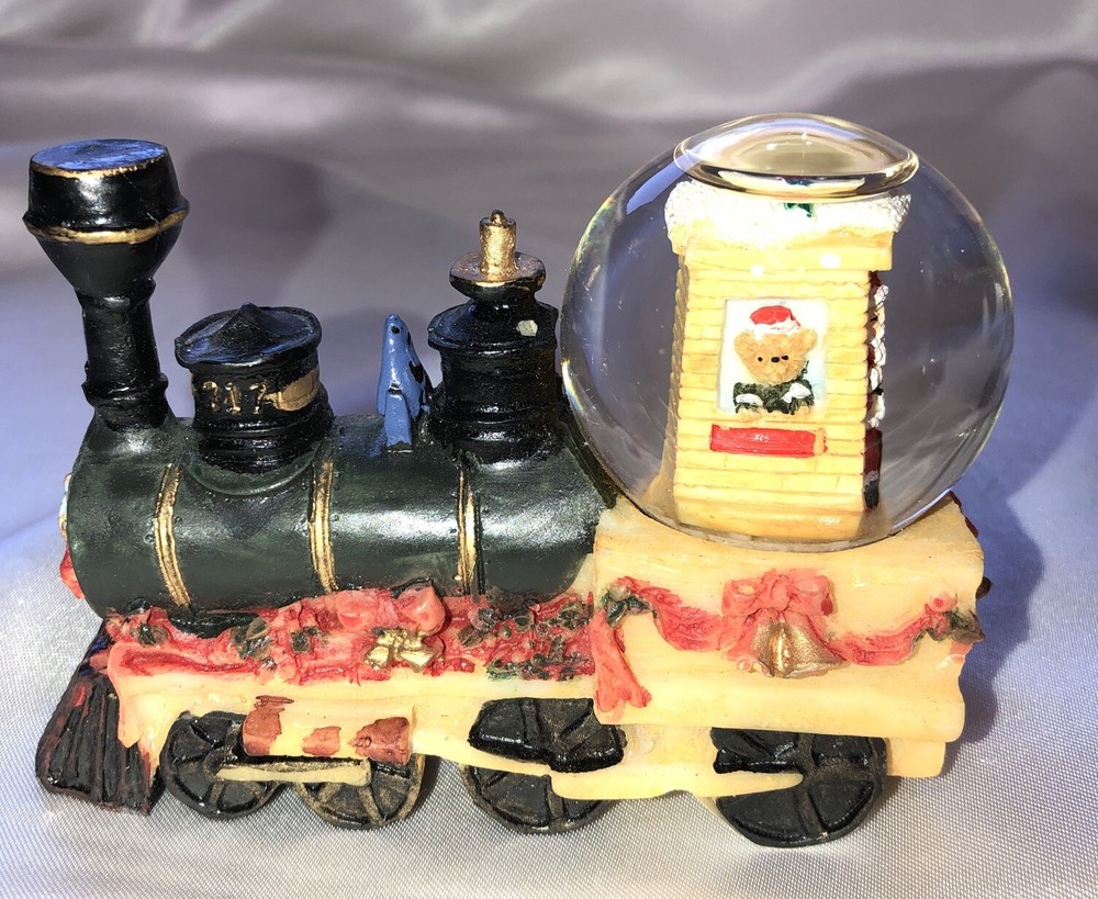 Christmas Train Engine World Bazaars Inc Ceramic Snow Globe Mini 4 inches