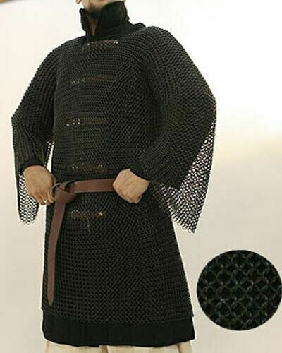 10MM LARGE CHAINMAIL SHIRT FULL SLEEVE MS BUTTED BLACKEND