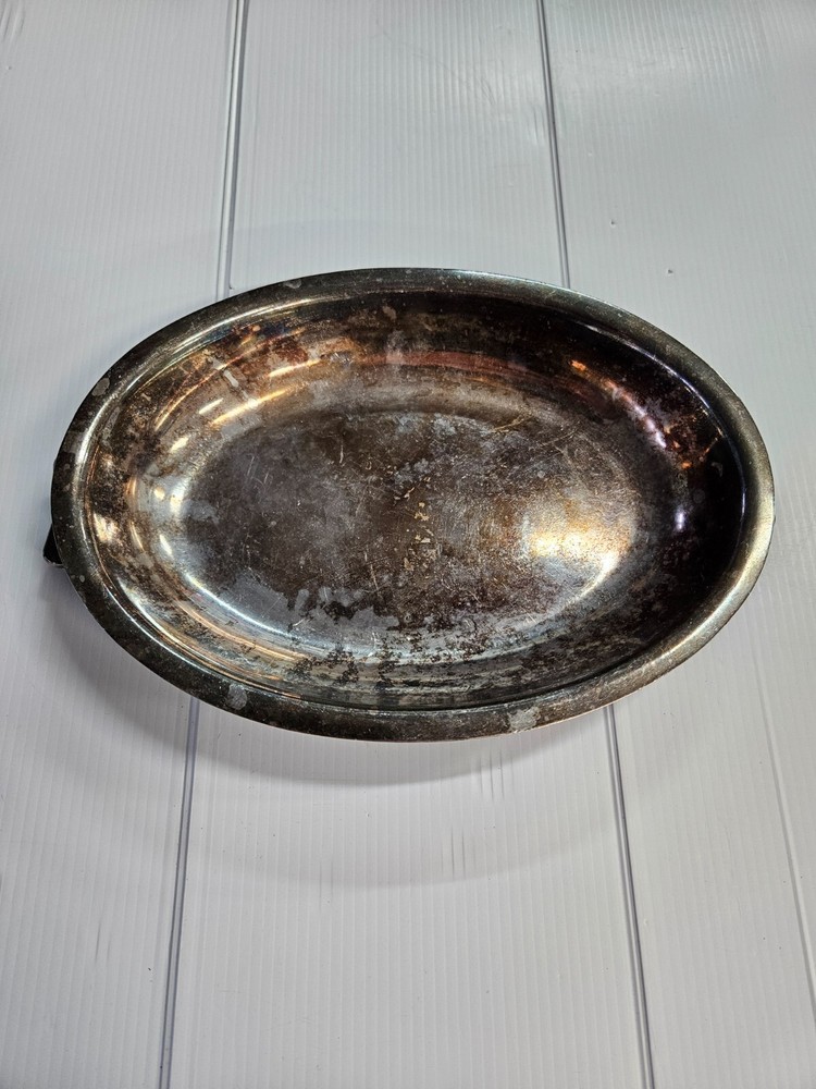 vintage Silver Plate Serving Tray Footed with Handles