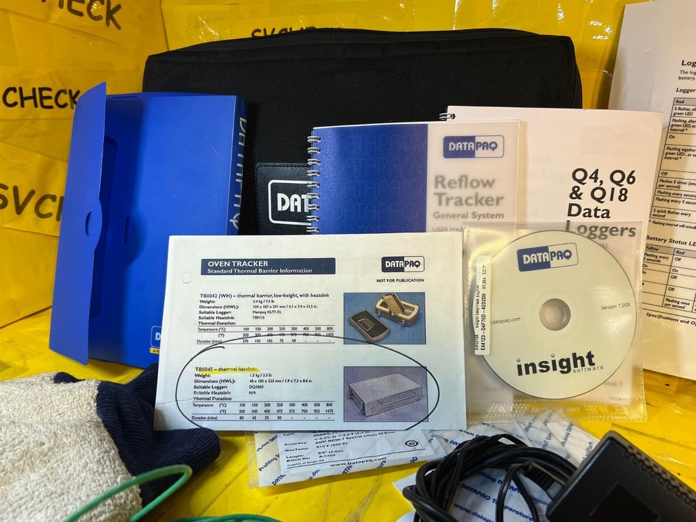 DATAPAQ DATAPAQ4 OVEN THERMAL TEMPERATURE PROFILING TRACKER SYSTEM KIT W BARRIER