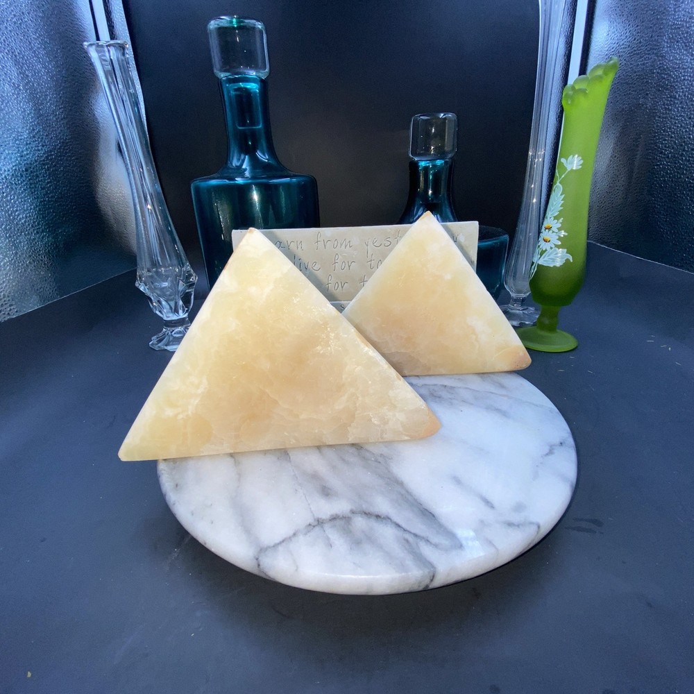 MARBLE or ONYX BOOKENDS~Very Classy & Very Heavy~Few Tiny Chips