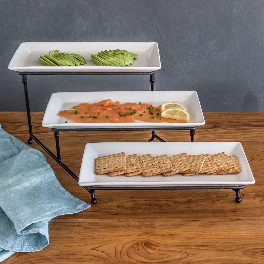 White Porcelain 3 Tiered Serve Set
