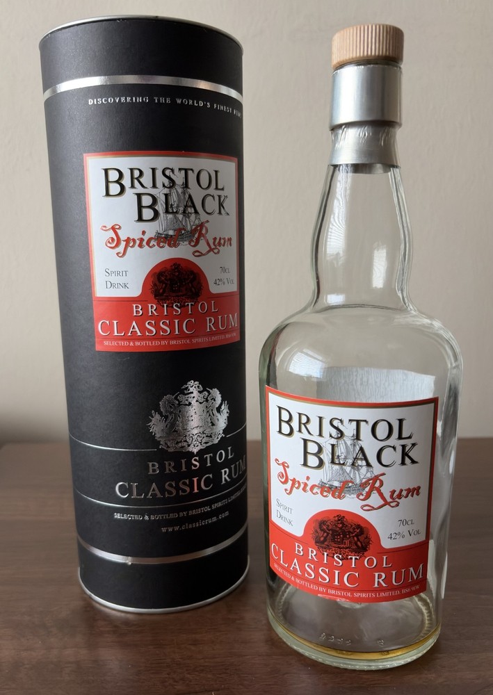 Bristol Black Spiced Empty Rum Bottle And Tube