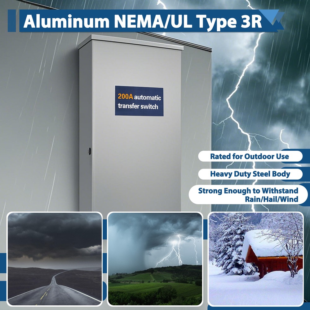 200 Amp Single Phase Automatic Transfer Switch, Replace for Generac RXSW200A3