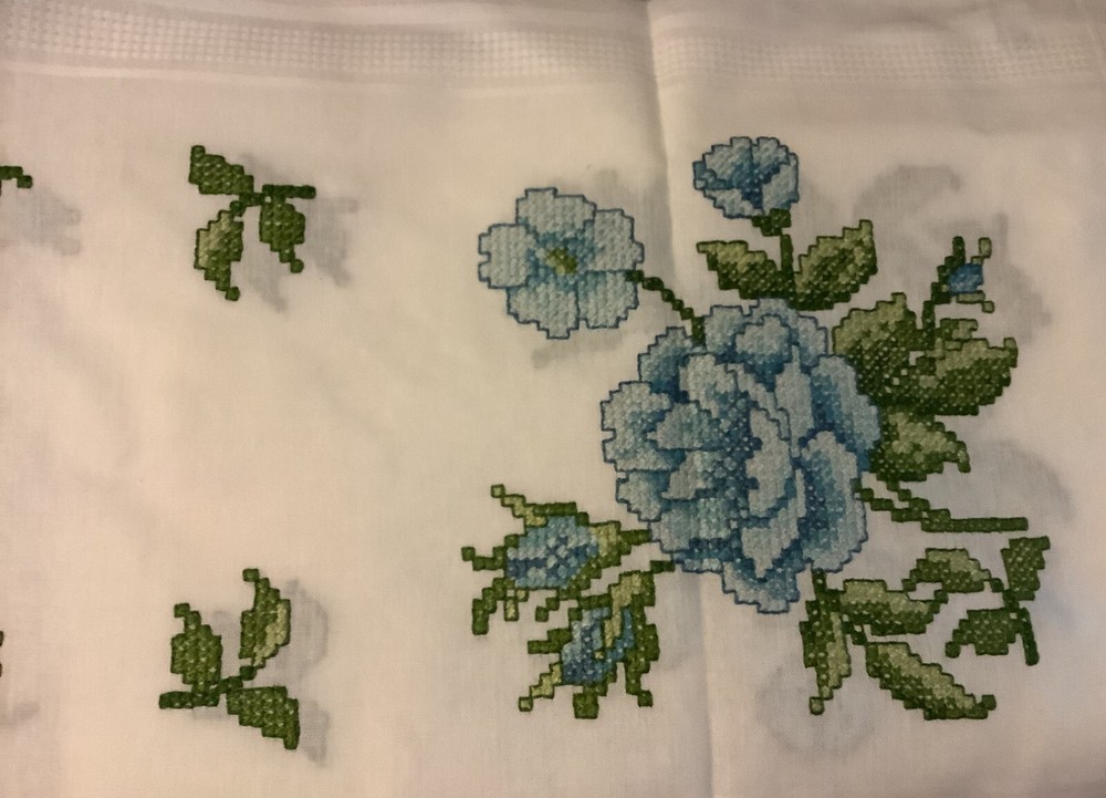 Handmade - Hand Stitched - Table Topper and Runner - Flowers