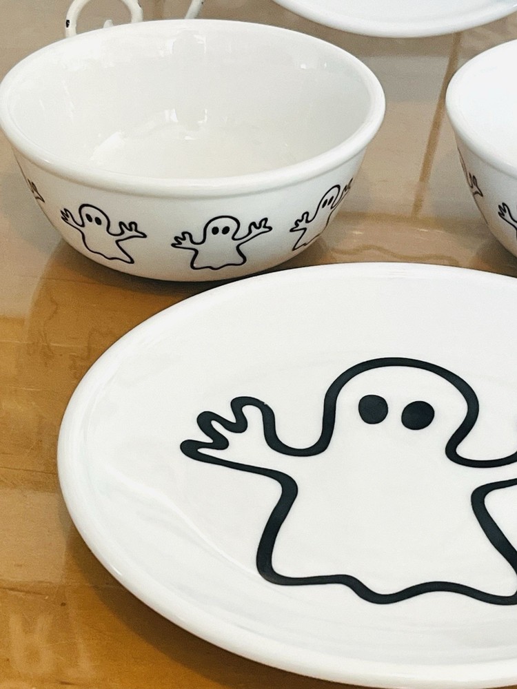 Bodum Ceramic Halloween Ghost Plates & Bowls Set