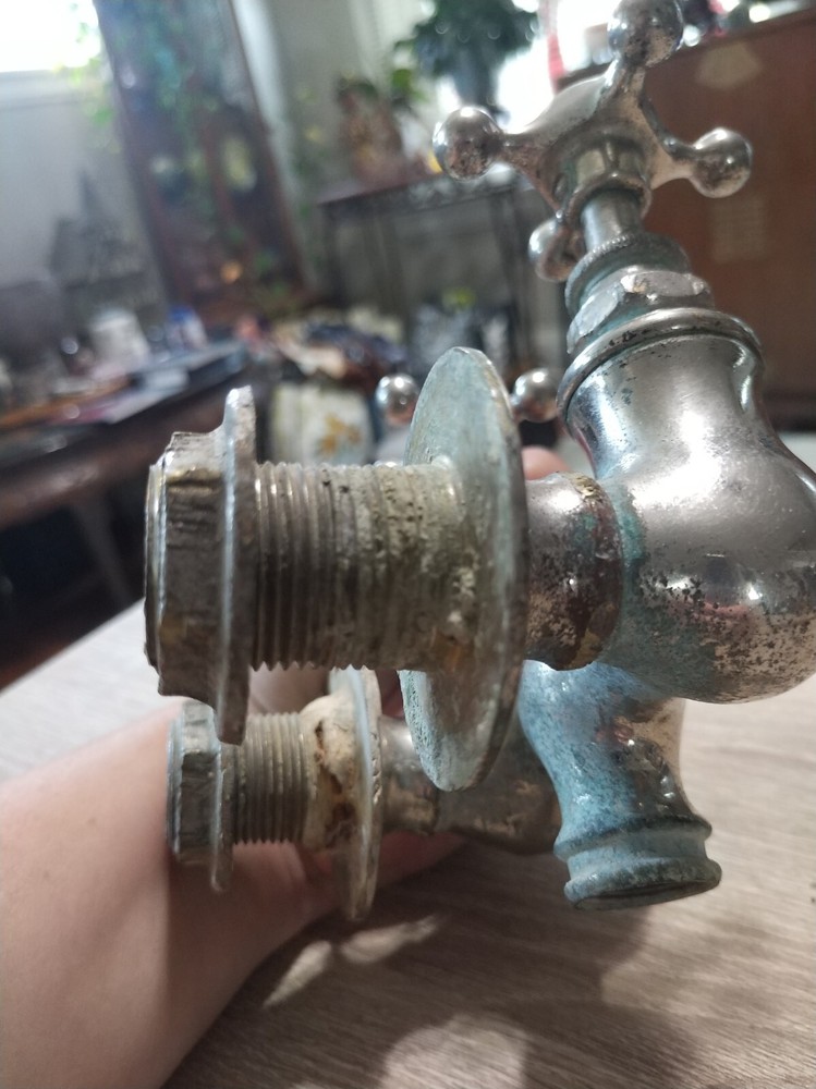 Vintage Hot & Cold faucet, knobs. White ceramic, metal