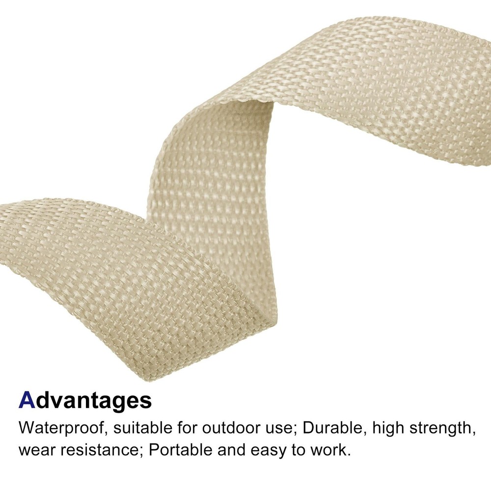 Lightweight Polypropylene Webbing Strap 1" 10 Yards Light Khaki Strapping