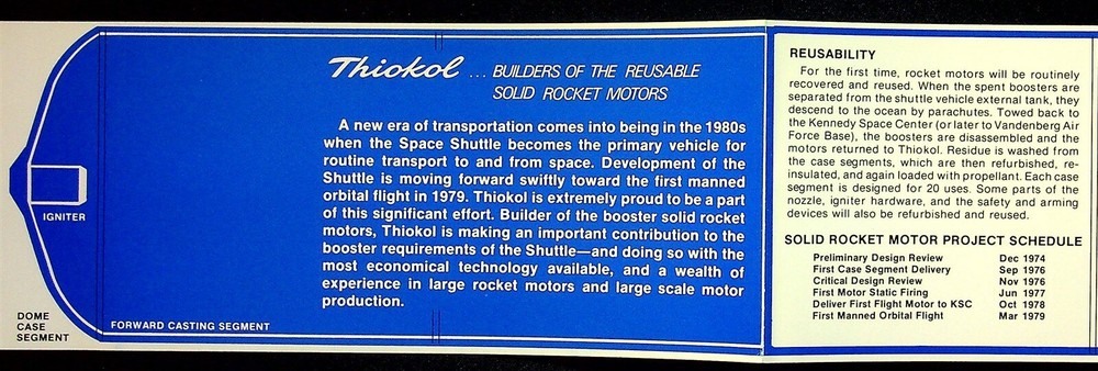 Thiokol Aerospace Solid State Rocket Engine Brochure 1970's Wasatch