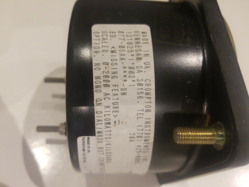 TESTED CROMPTON 077-05AA-****-SN SCALED 0-2000 AC KW/KVAR PANEL METER FAST SHIP