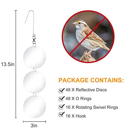 48 Pcs Highly Reflective Double Sided Bird Scare Devices Bird Scare Discs