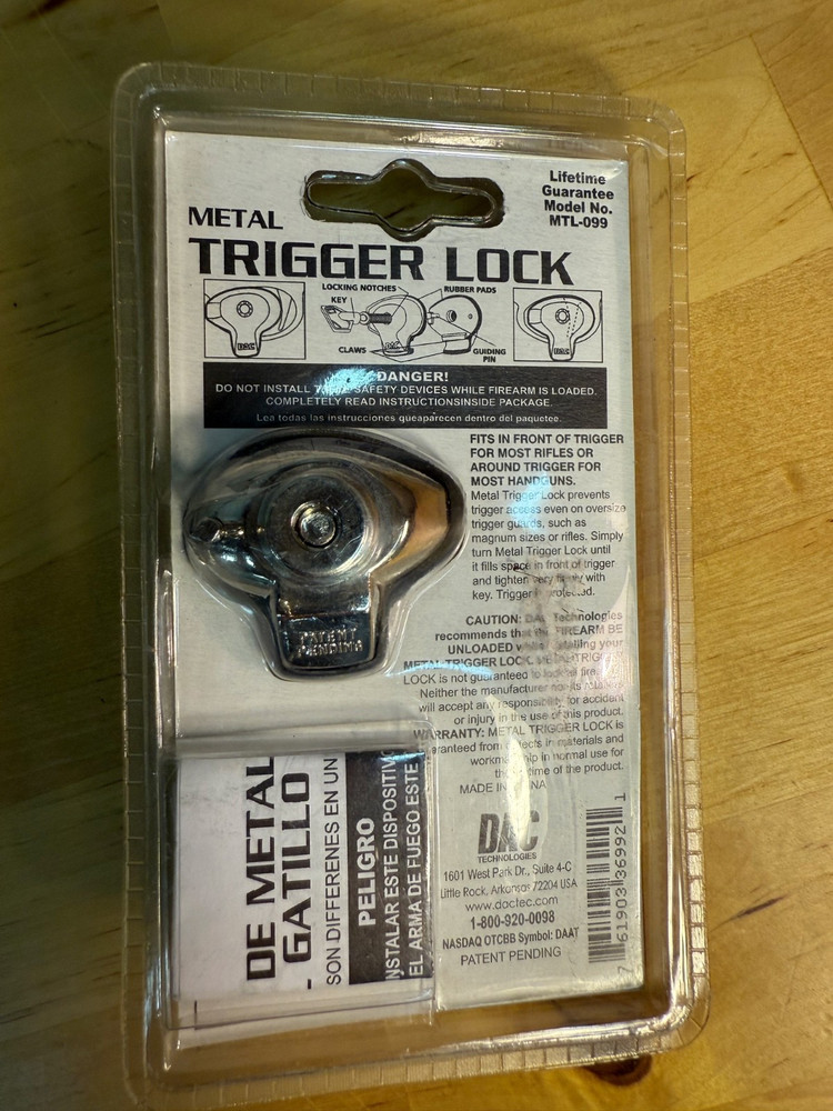 2 Pack Metal Trigger Locks. Fits Virtually All Guns