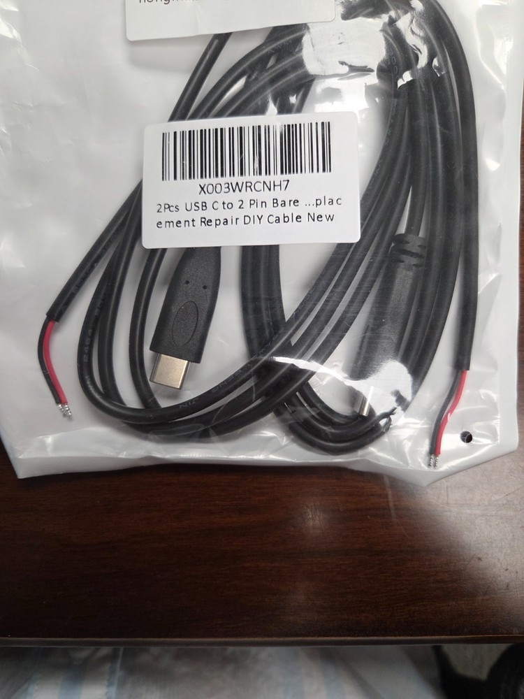 USB C to 2 Pin Bare Wire Open End Power Cable type C