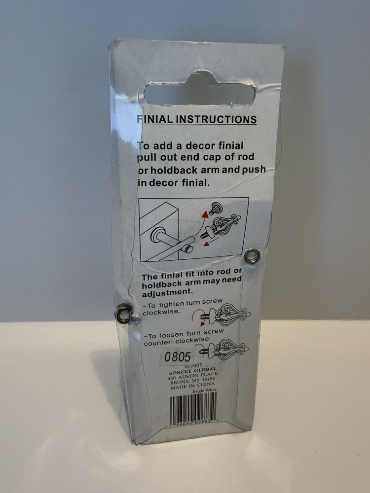 Micro Xtreme Decorative White Curtain Rod Finials 2007