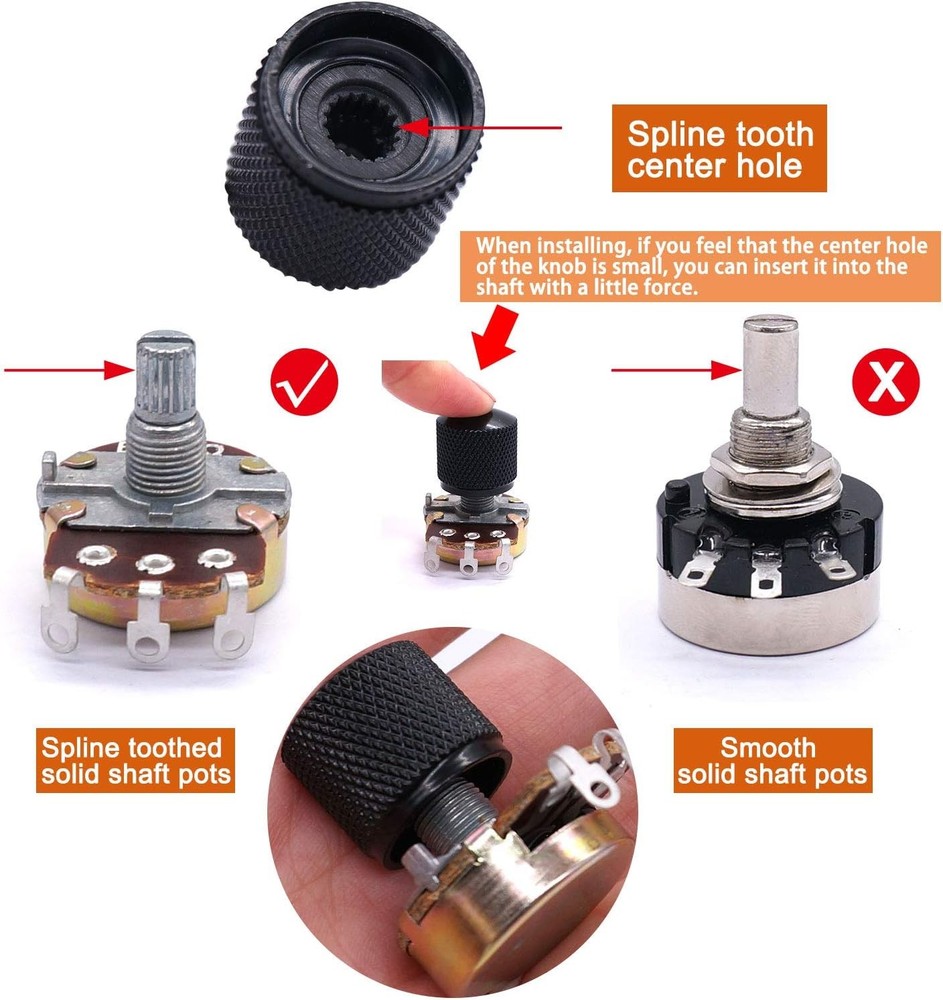 Taiss/3pcs Black Metal Dome Knobs Electric Guitar Volume Tone Control