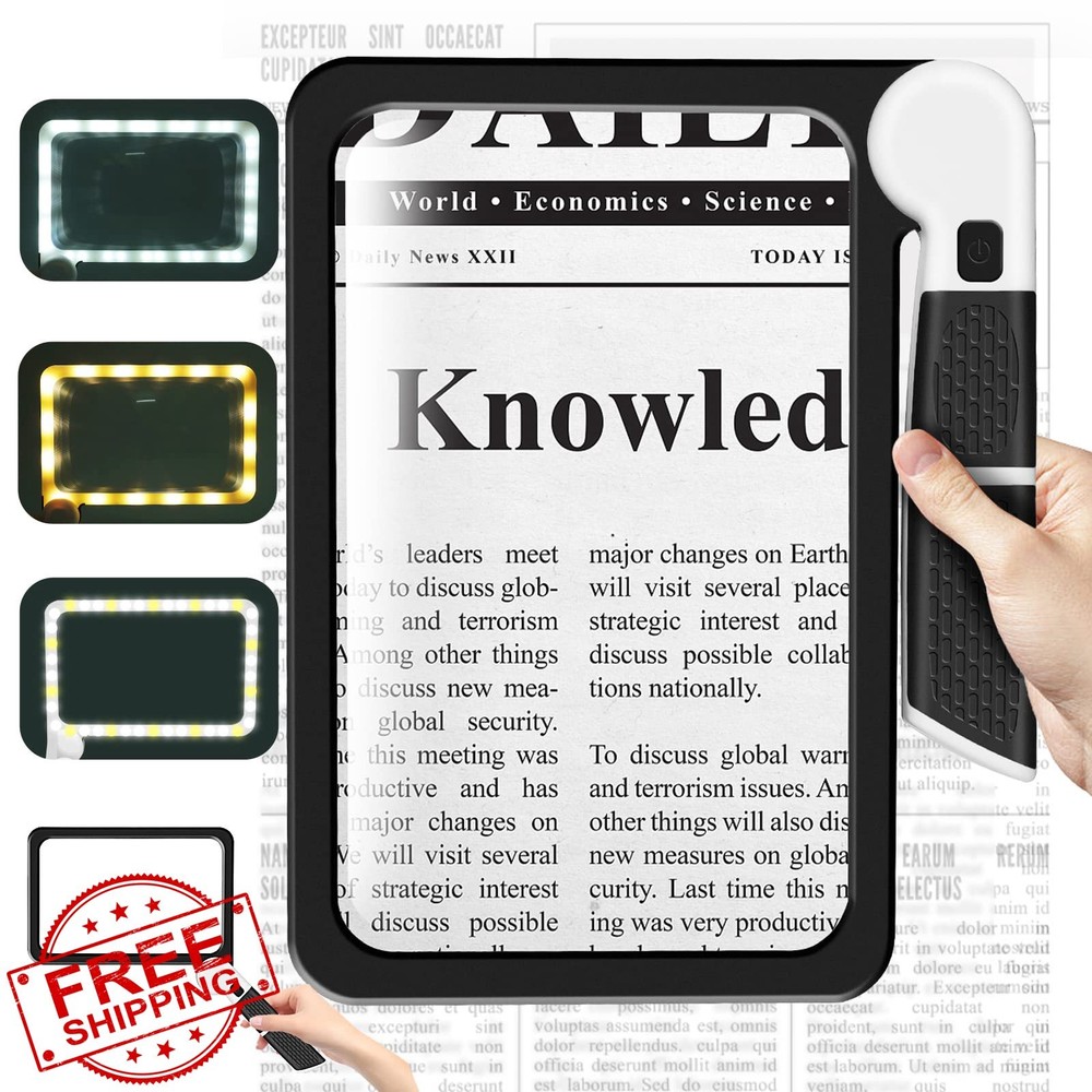 5X Handheld Magnifier - 48 LED Lighted Reading Lens