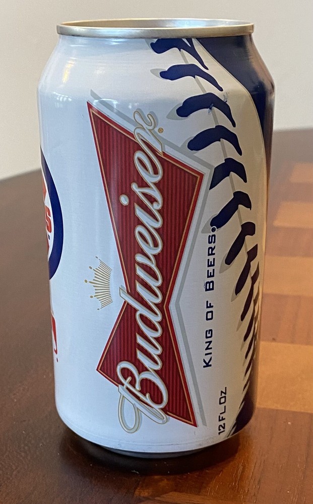 Budweiser Official Cubs Baseball MLB Empty Beer Can Bottom Opened