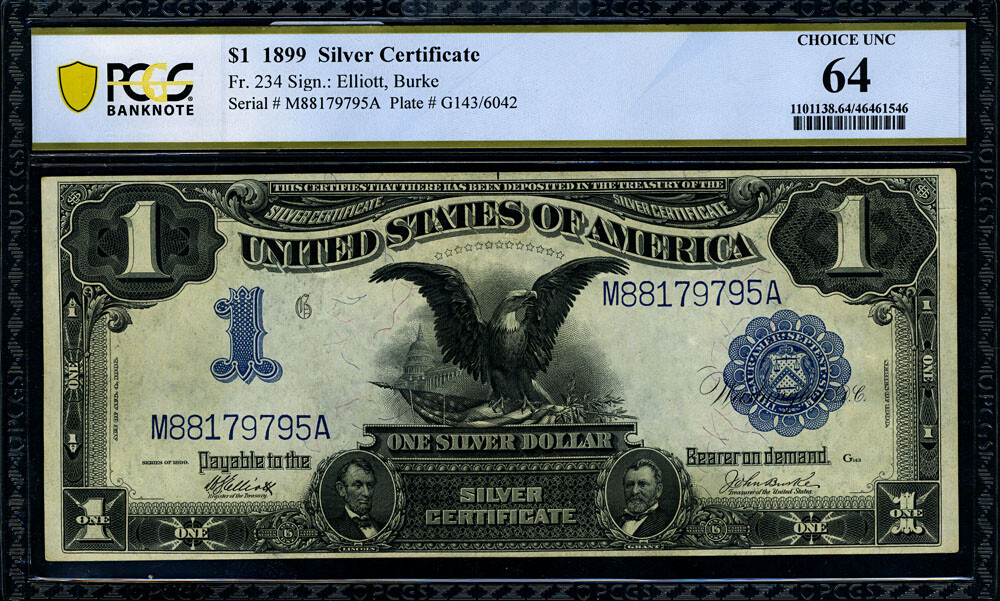 FR. 234 $1 1899 Silver Certificate Choice PCGS CU64