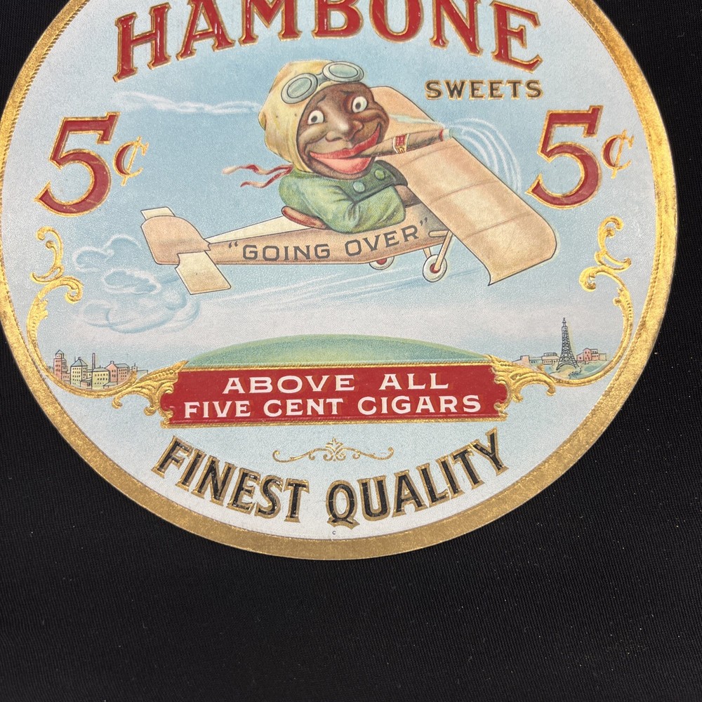Authentic Antique Late 1920’s “Hambone Sweets” 5 Cent Cigar Cardboard Fan Pull
