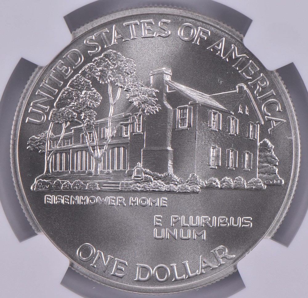 1990-W Eisenhower Commemorative Dollar MS70 NGC Brown Label