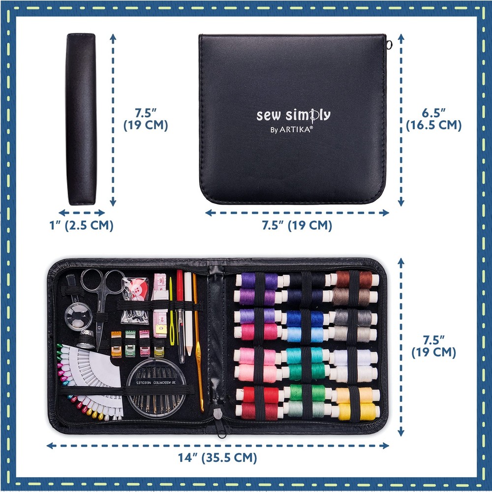 Sewing Kit for Beginners - 94 PCS with Thread, Needles, Scissors & Clips